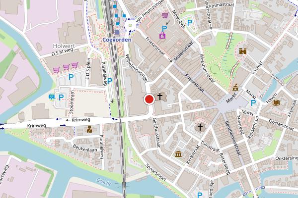Brandweer-melding op Wilhelminasingel, Coevorden op 28 juni, kaart-overzicht