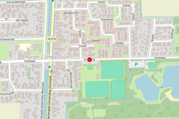 Brandweer-melding op Postweg, Barger-Compascuum op 29 juni, kaart-overzicht
