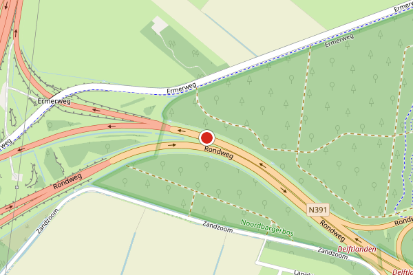 Brandweer-melding op Rondweg, Emmen op 30 juni, kaart-overzicht
