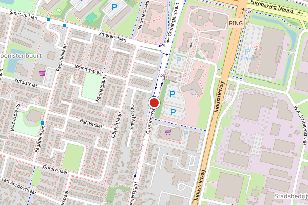 Brandweer-melding op Groningerstraat, Assen op 1 juli, kaart-overzicht