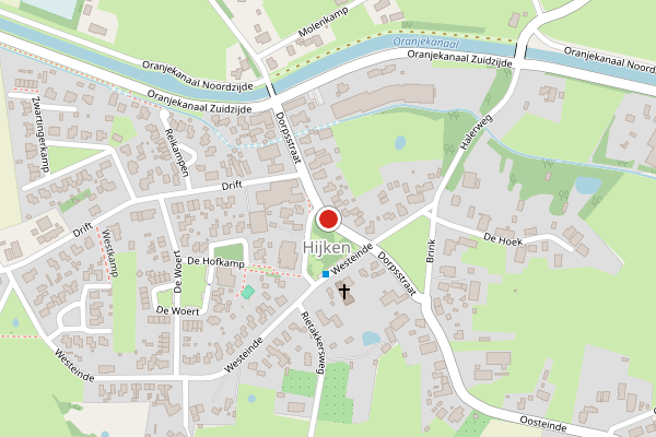 Brandweer-melding op Dorpsstraat, Hijken op 16 juli, kaart-overzicht