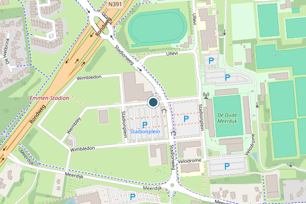 Politie-melding op Stadionplein, Emmen op 17 juli, kaart-overzicht