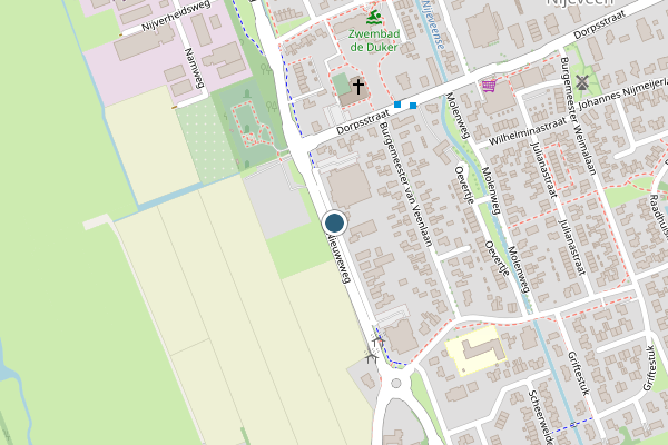 Politie-melding op Nieuweweg, Nijeveen op 17 juli, kaart-overzicht