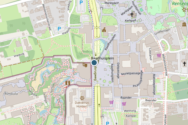 Politie-melding op Raadhuisplein, Emmen op 18 juli, kaart-overzicht