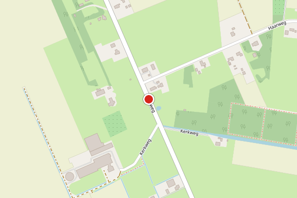 Brandweer-melding op Kerkweg, Tiendeveen op 23 juli, kaart-overzicht