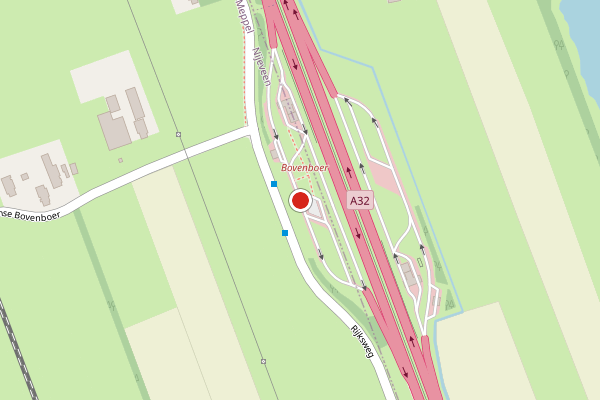 Brandweer-melding op Bovenboer, Nijeveen op 27 juli, kaart-overzicht