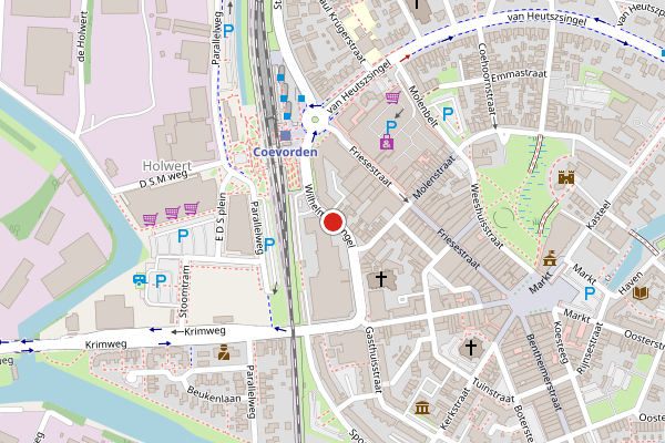 Brandweer-melding op Wilhelminasingel, Coevorden op 28 juni, kaart-overzicht