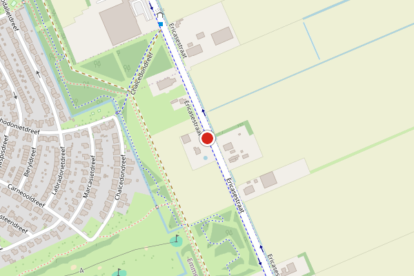 Brandweer-melding op Ericasestraat, Erica op 29 juli, kaart-overzicht