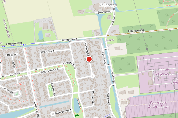 Brandweer-melding op Kambalahout, Assen op 30 juli, kaart-overzicht