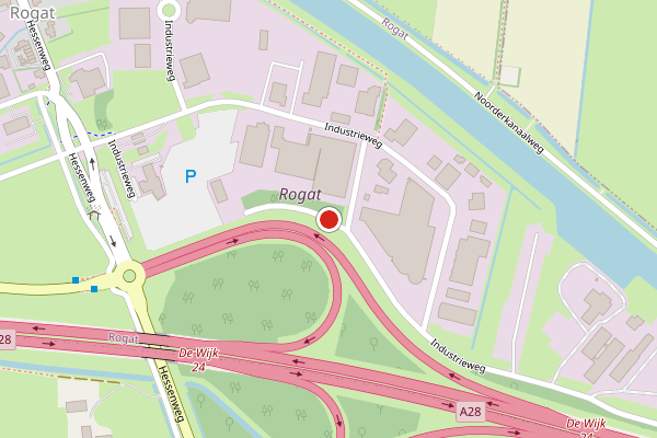 Brandweer-melding op Industrieweg, Rogat op 1 augustus, kaart-overzicht