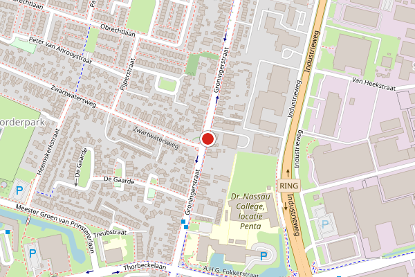 Brandweer-melding op Groningerstraat, Assen op 3 augustus, kaart-overzicht