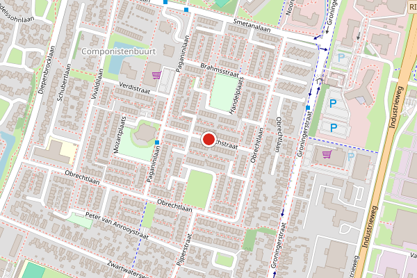 Brandweer-melding op Bachstraat, Assen op 4 augustus, kaart-overzicht