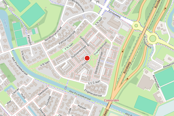 Brandweer-melding op Frankrijkstraat, Coevorden op 5 mei, kaart-overzicht
