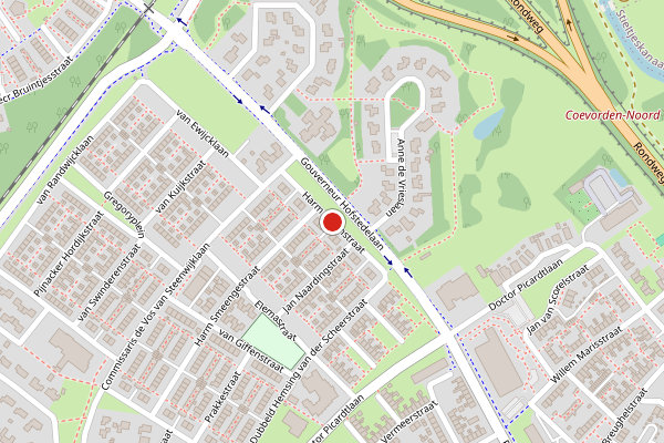 Brandweer-melding op Harm Boomstraat, Coevorden op 30 april, kaart-overzicht