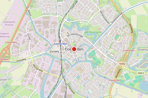 Brandweer-melding op van den Boetzelaerlaan, Coevorden op 29 april, kaart-overzicht
