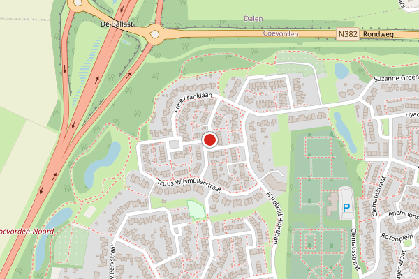 Brandweer-melding op Hanny Schaftstraat, Coevorden op 28 april, kaart-overzicht