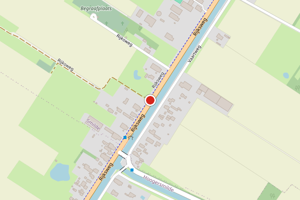 Brandweer-melding op Rijksweg, Smilde op 19 mei, kaart-overzicht