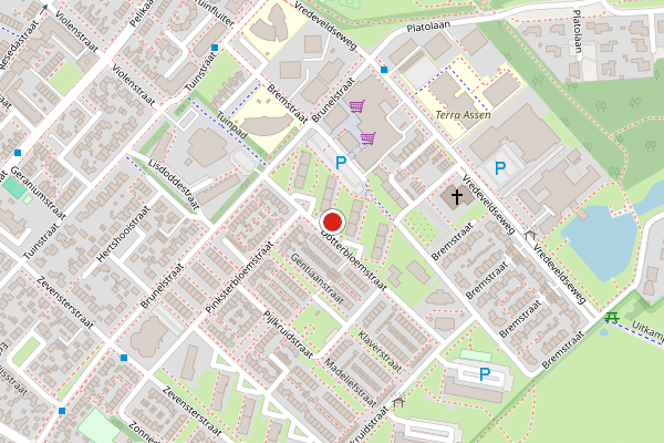 Brandweer-melding op Dotterbloemstraat, Assen op 29 mei, kaart-overzicht