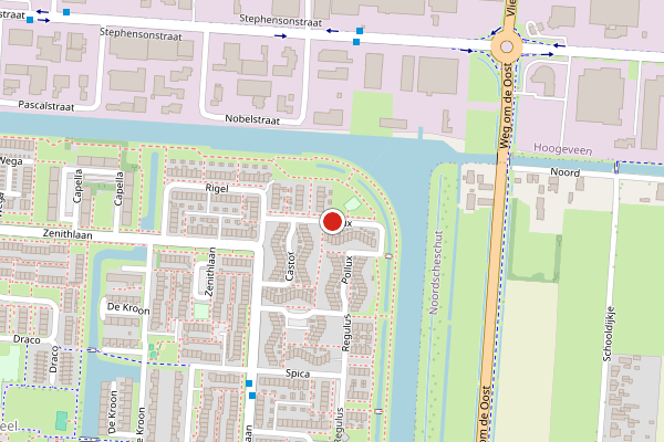Brandweer-melding op Pollux, Hoogeveen op 27 mei, kaart-overzicht