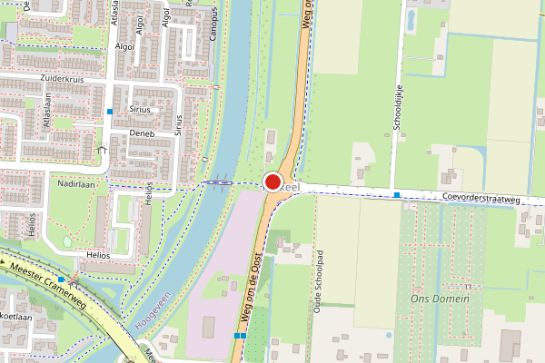 Brandweer-melding op Weg om de Oost, Noordscheschut op 27 mei, kaart-overzicht