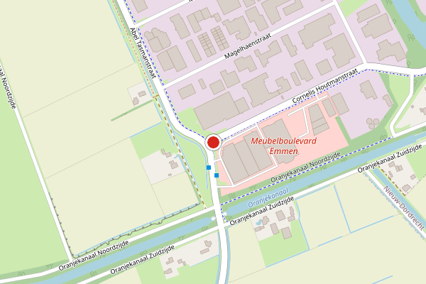 Brandweer-melding op Cornelis Houtmanstraat, Emmen op 24 mei, kaart-overzicht
