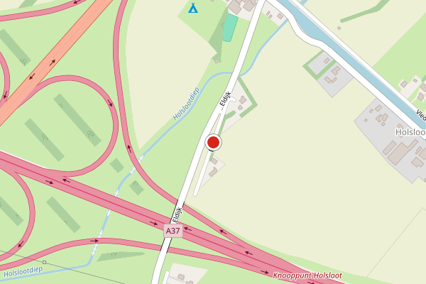 Brandweer-melding op Eldijk, Holsloot op 1 juni, kaart-overzicht