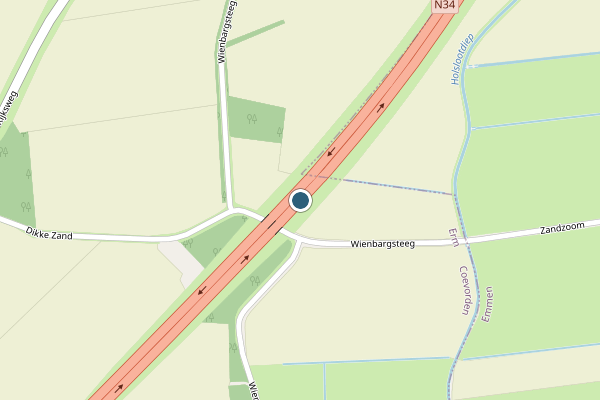 Politie-melding op N34, Erm op 7 mei, kaart-overzicht