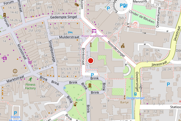 Brandweer-melding op Brinkstraat, Assen op 5 juni, kaart-overzicht