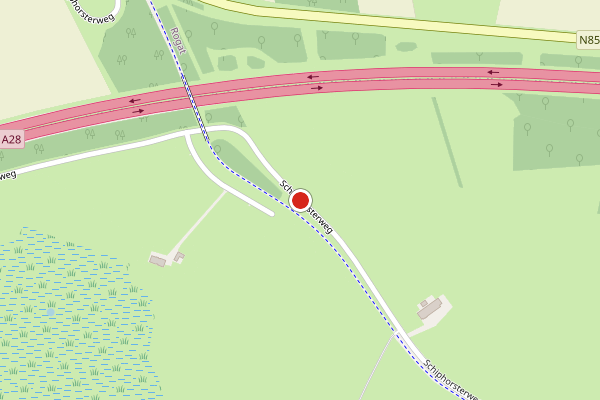 Brandweer-melding op Schiphorsterweg, De Schiphorst op 4 juni, kaart-overzicht