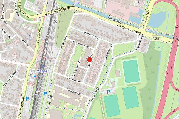 Brandweer-melding op Rozenstraat, Meppel op 8 juni, kaart-overzicht
