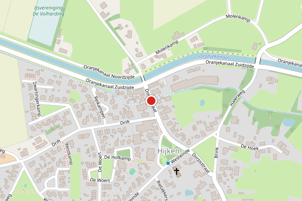 Brandweer-melding op Dorpsstraat, Hijken op 8 juni, kaart-overzicht