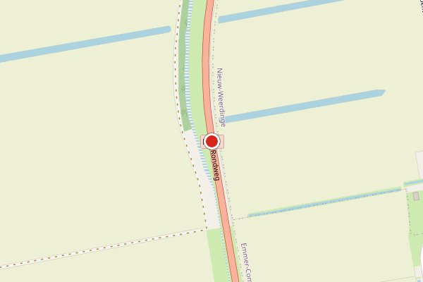 Brandweer-melding op Rondweg, Emmen op 9 juni, kaart-overzicht