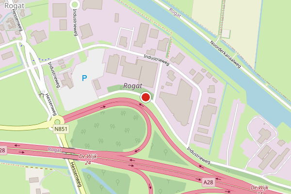 Brandweer-melding op Industrieweg, Rogat op 9 juni, kaart-overzicht