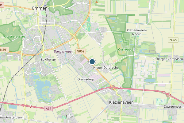 Politie-melding op Emmen op 10 juni, kaart-overzicht