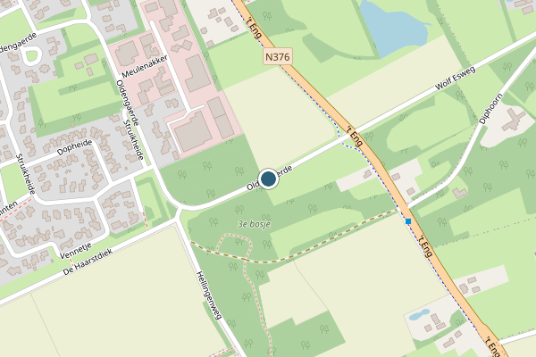 Politie-melding op Oldengaerde, Sleen op 11 juni, kaart-overzicht