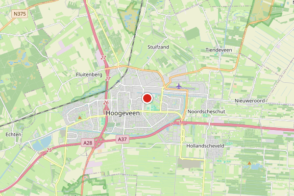 Brandweer-melding op Buitenvaart, Hoogeveen op 17 juni, kaart-overzicht