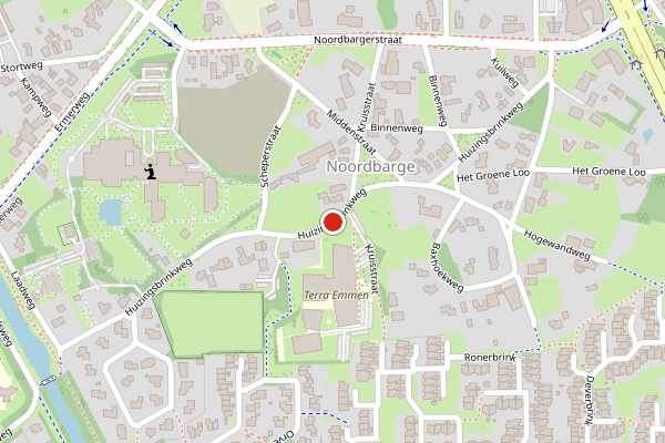 Brandweer-melding op Huizingsbrinkweg, Emmen op 18 juni, kaart-overzicht