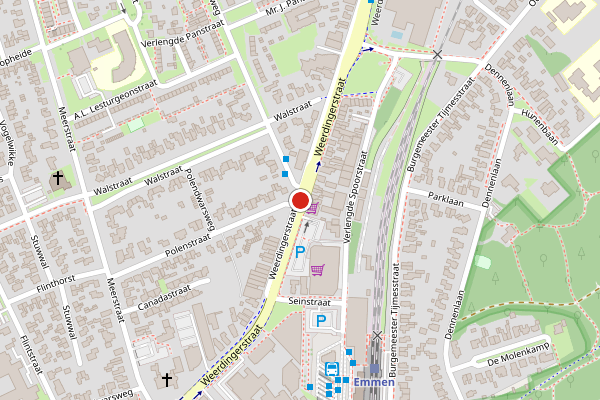 Brandweer-melding op Weerdingerstraat, Emmen op 20 juni, kaart-overzicht