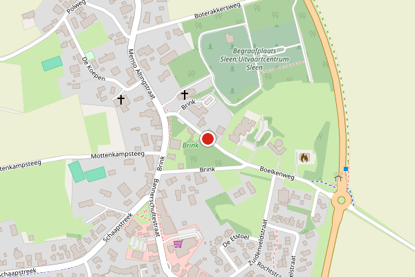Brandweer-melding op Brink, Sleen op 19 juni, kaart-overzicht