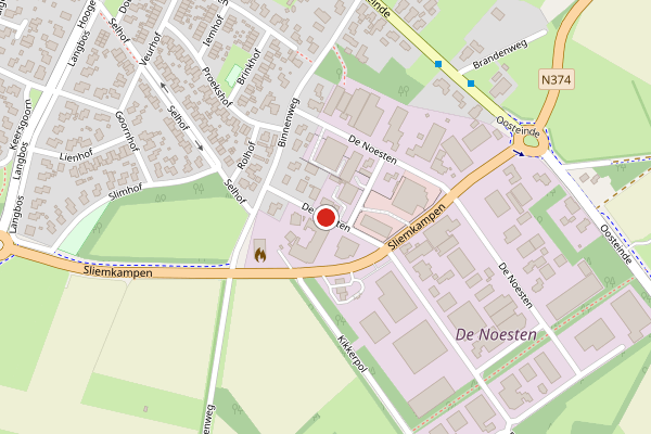 Brandweer-melding op De Noesten, Westerbork op 24 juni, kaart-overzicht