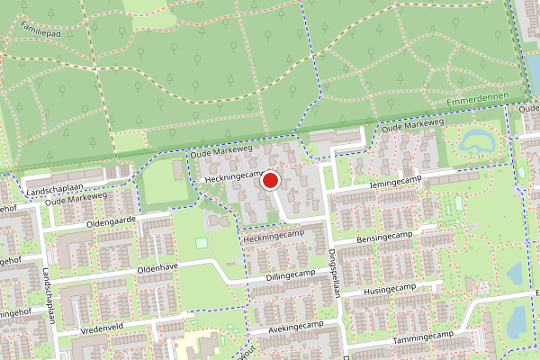 Brandweer-melding op Heckningecamp, Emmen op 26 juni, kaart-overzicht