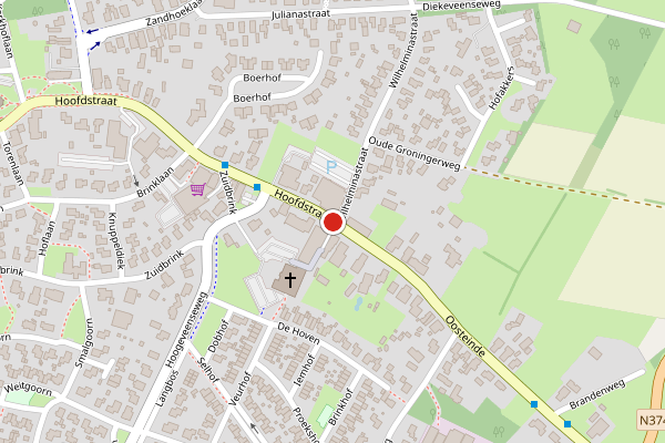 Brandweer-melding op Hoofdstraat, Westerbork op 27 juni, kaart-overzicht