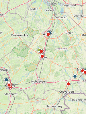 Kaart laatste meldingen P2000 Drenthe